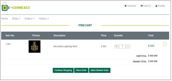 B2B Customer Portal Screen Images Shopping Cart